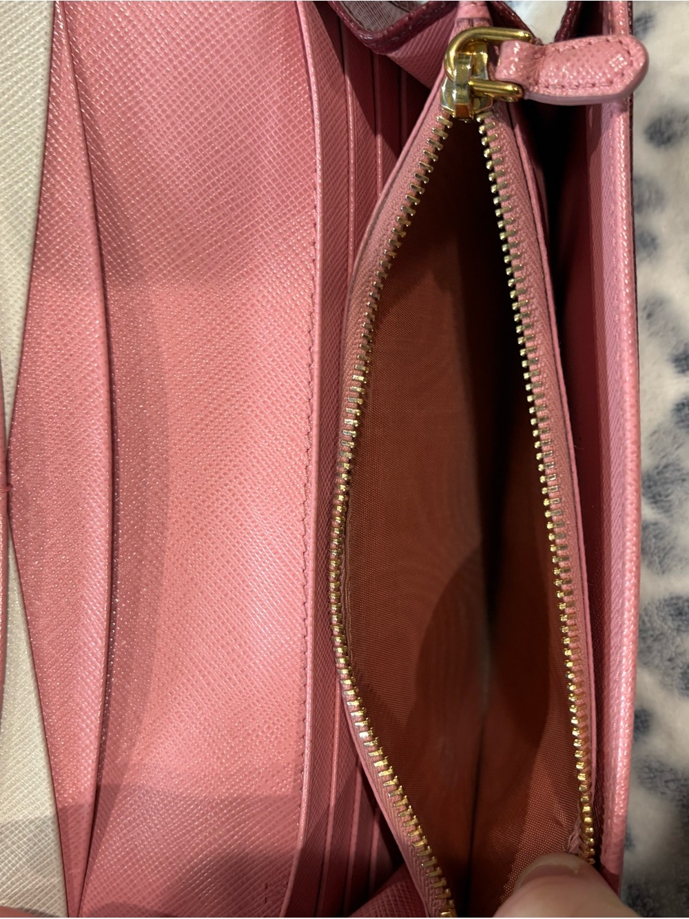 Prada Pink Saffiano Leather Zip Wallet with Gold Hardware - Picture 3 of 4